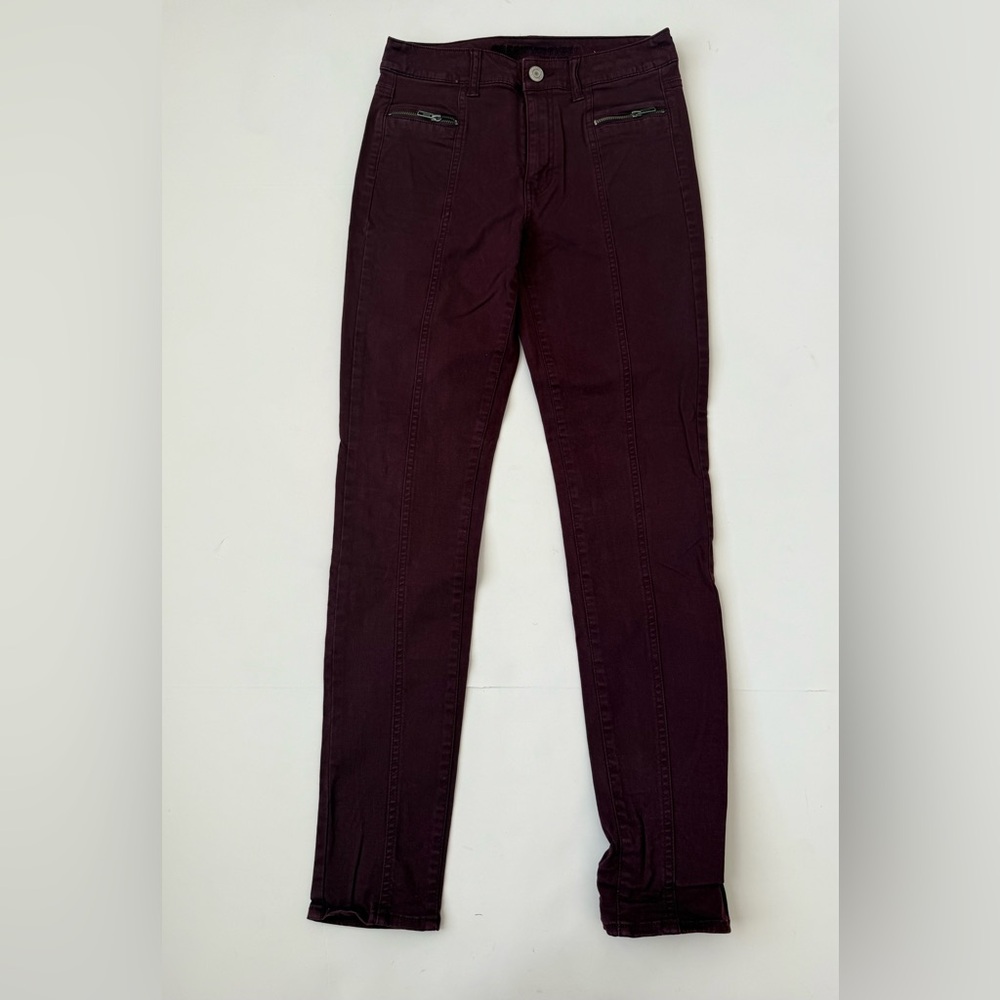American Eagle Burgundy Skinny Pants | Size 6 | Zip Pockets